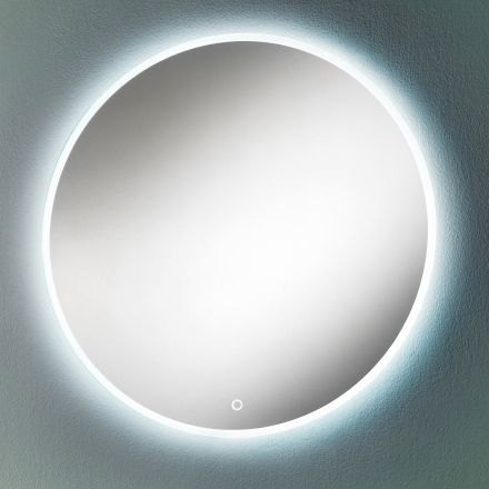 مرآة حائط دائرية بحافة مصقولة بالرمل وإضاءة خلفية LED - زر Viadurini