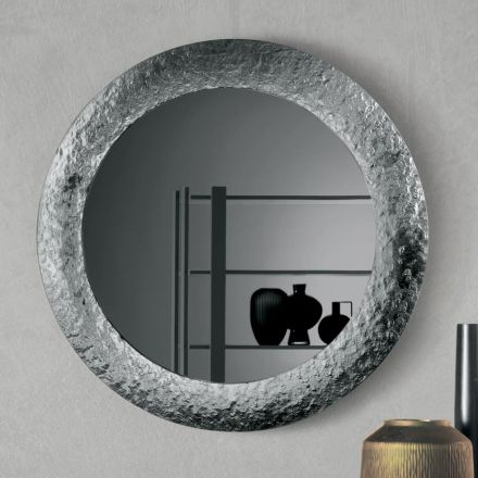 مرآة بإطار زجاجي مطروق، مطلية بالفضة من الخلف، صنع في إيطاليا - بازيليا Viadurini