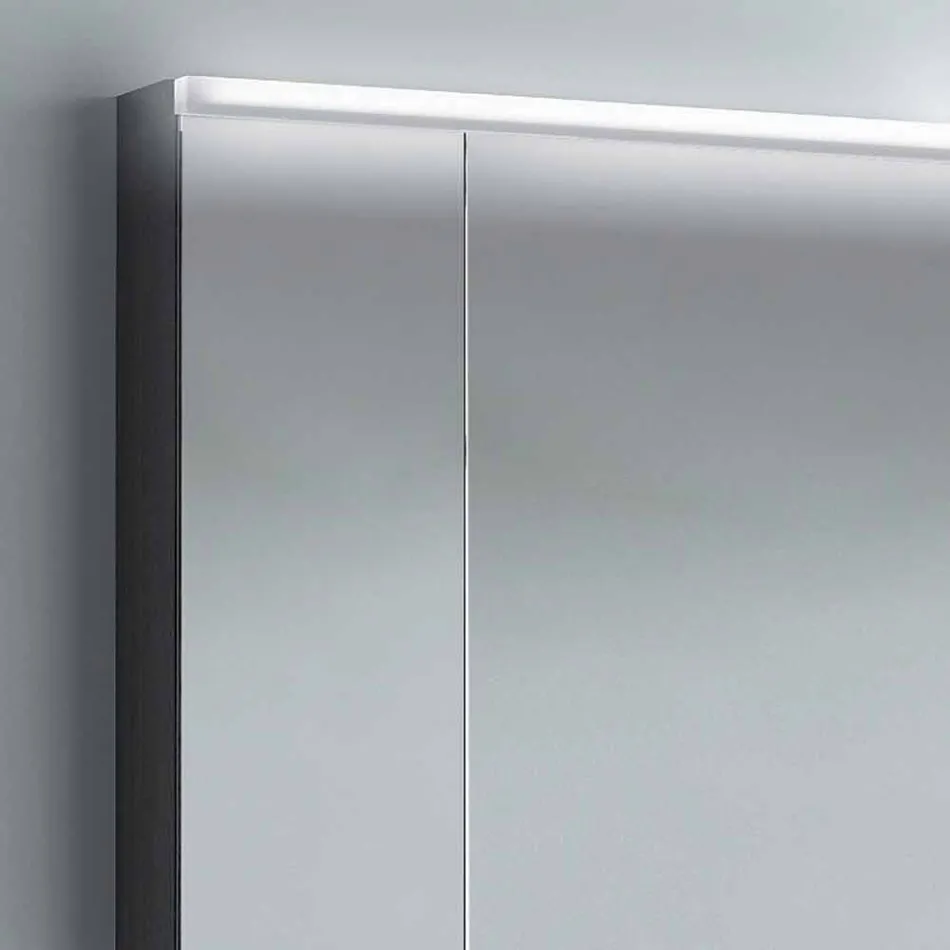 مرآة حاوية 2 أبواب بتصميم عصري، إضاءة LED، كارول Viadurini