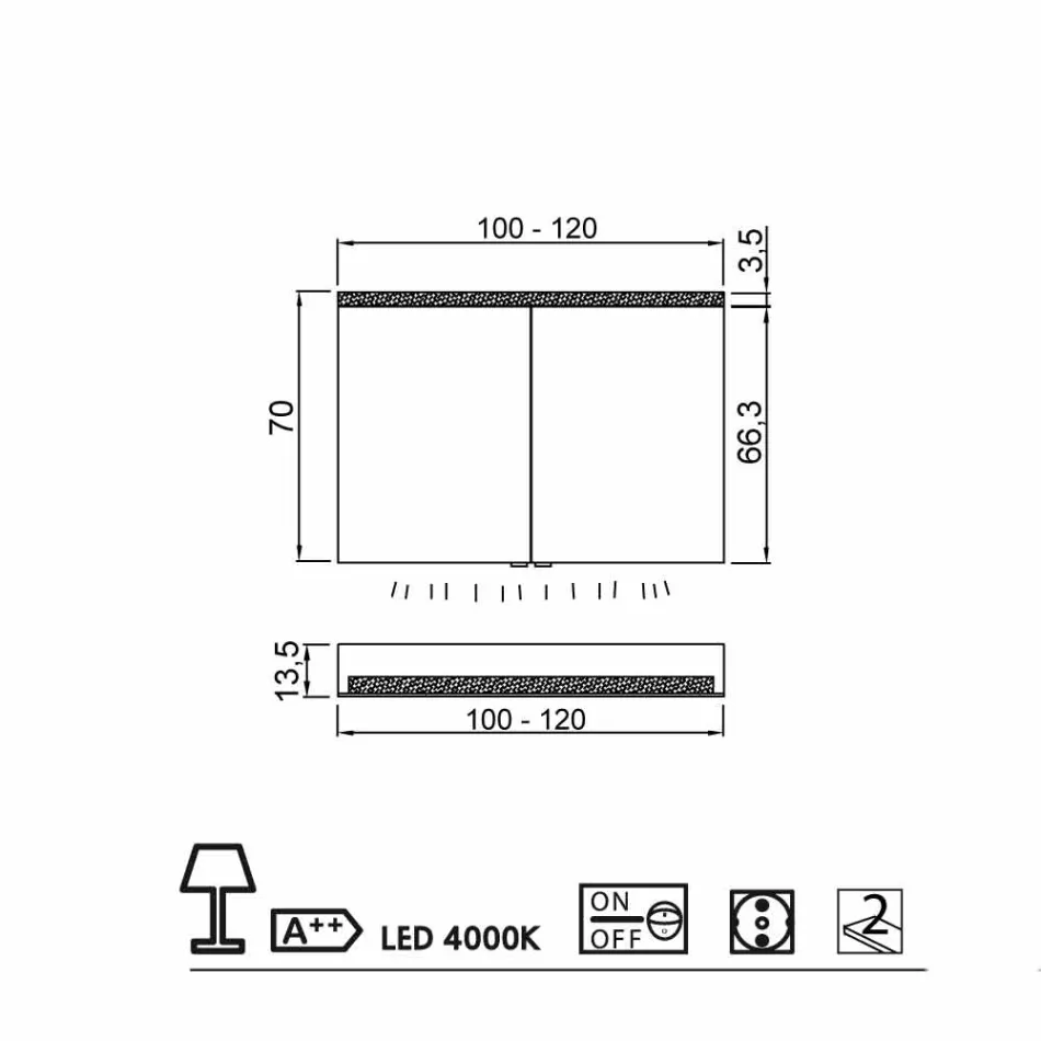 مرآة حمام مع حوض استحمام ببابين، تصميم عصري، كارول Viadurini