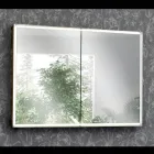 حاوية مرآة خشبية مع مرآة مزدوجة وأضواء مصنوعة في إيطاليا - داروين Viadurini