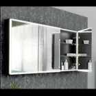 حاوية مرآة خشبية مع مرآة مزدوجة وأضواء مصنوعة في إيطاليا - داروين Viadurini