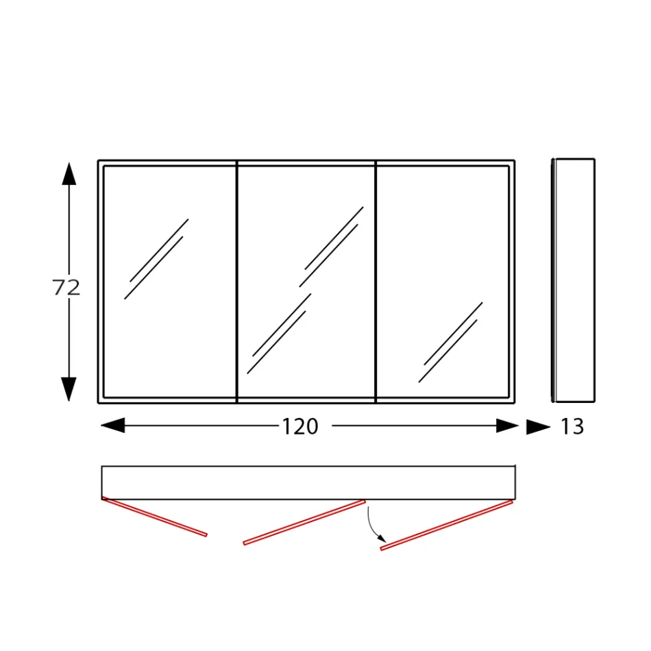 حاوية مرآة خشبية مع مرآة مزدوجة وأضواء مصنوعة في إيطاليا - داروين Viadurini