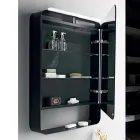 حاوية مرآة معدنية مع باب مرآة مزدوج وأضواء مصنوعة في إيطاليا - جين Viadurini