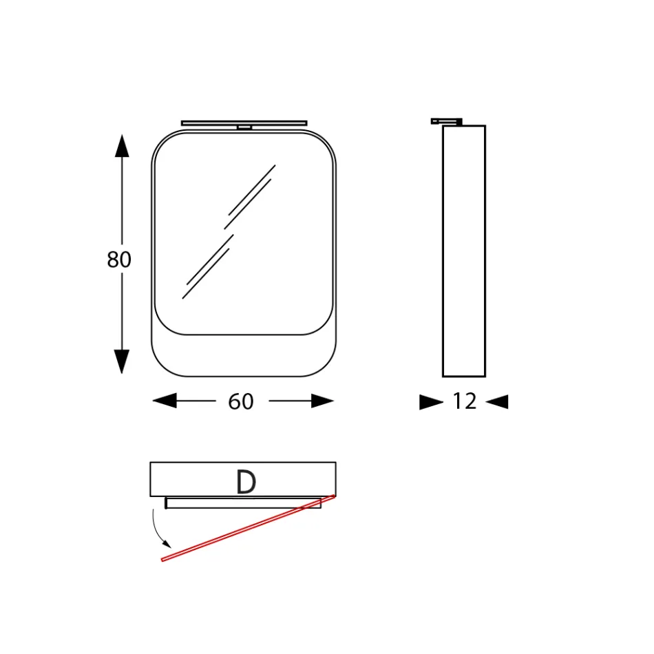 حاوية مرآة معدنية مع باب مرآة مزدوج وأضواء مصنوعة في إيطاليا - جين Viadurini