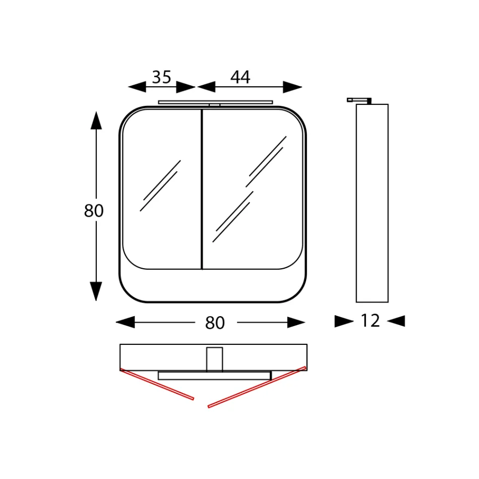 حاوية مرآة معدنية مزودة بأبواب ومرايا مزدوجة وأضواء مصنوعة في إيطاليا - جاليليو Viadurini