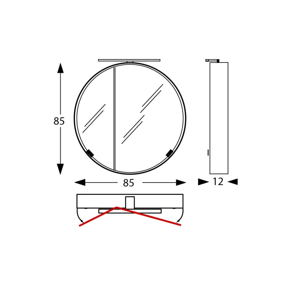 حاوية مرآة معدنية مستديرة مع مرآة مزدوجة صنع في إيطاليا - تشارلز Viadurini