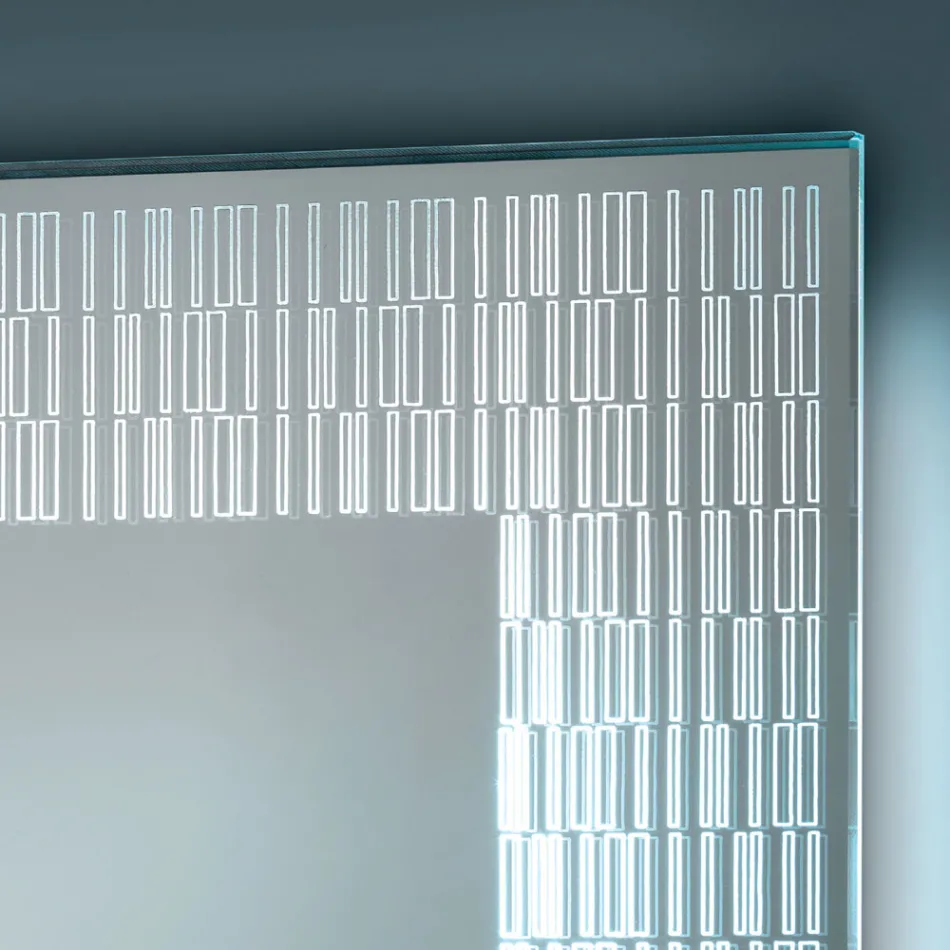 مرآة حمام بزخارف محفورة بالليزر، صنع في إيطاليا - فرويد Viadurini