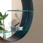 مرآة حمام معدنية مع رفين زجاجيين، صنع في إيطاليا - أينشتاين Viadurini