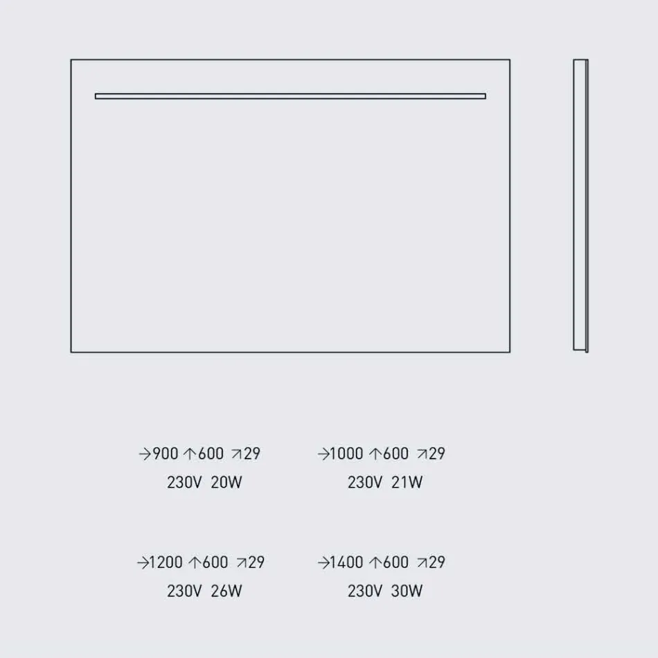مرآة حائط حديثة مع إضاءة LED وإطار فولاذي، صنع في إيطاليا - يوتا Viadurini