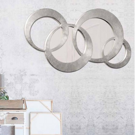 مرآة حائط مع مرآتين مزخرفتين يدويًا من Silver Ball Viadurini