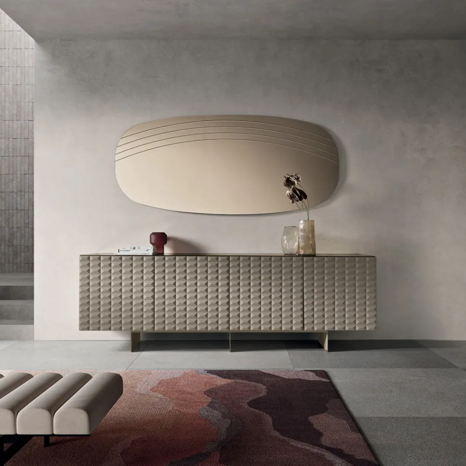 مرآة حائط أرابيلا بنقوش، صنع في إيطاليا Viadurini