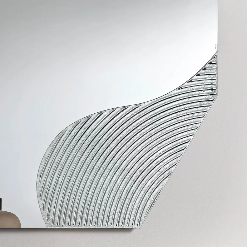 مرآة حائط ليريون مع إطار مخطط بلونين، صنع في إيطاليا Viadurini