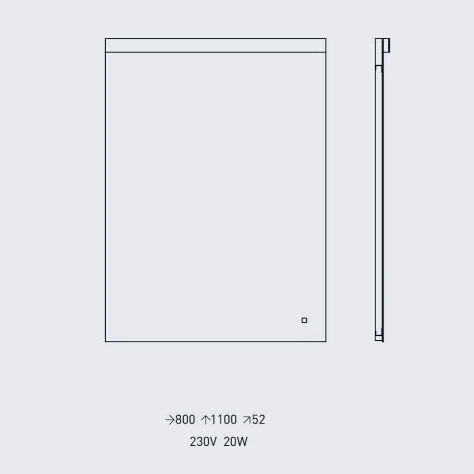 مرآة حائط مع إضاءة مدمجة من الفولاذ المقاوم للصدأ صنع في إيطاليا - توتشيو Viadurini
