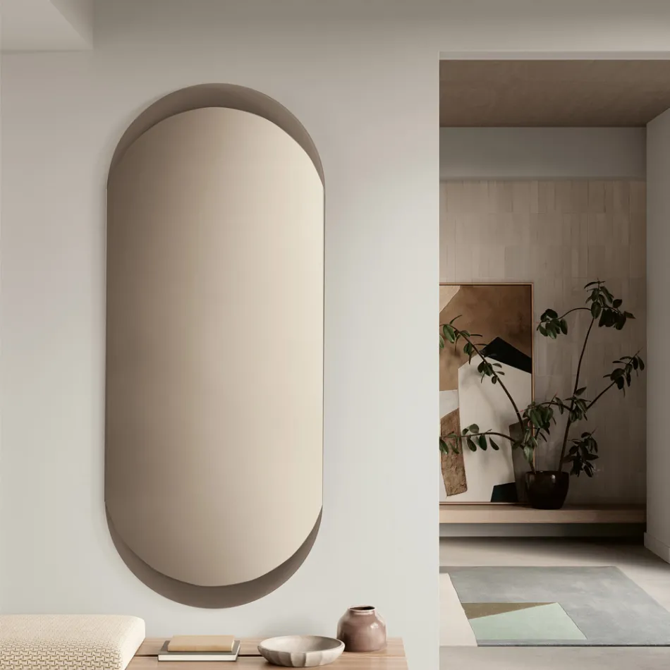 مرآة حائط إيكلا ذات شكل مستطيل وزوايا مستديرة، صنع في إيطاليا Viadurini