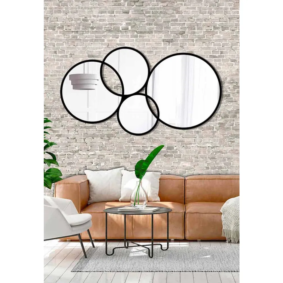 مرآة بتصميم عصري على شكل حلقة بلمسة نهائية ملونة - تركيب Viadurini