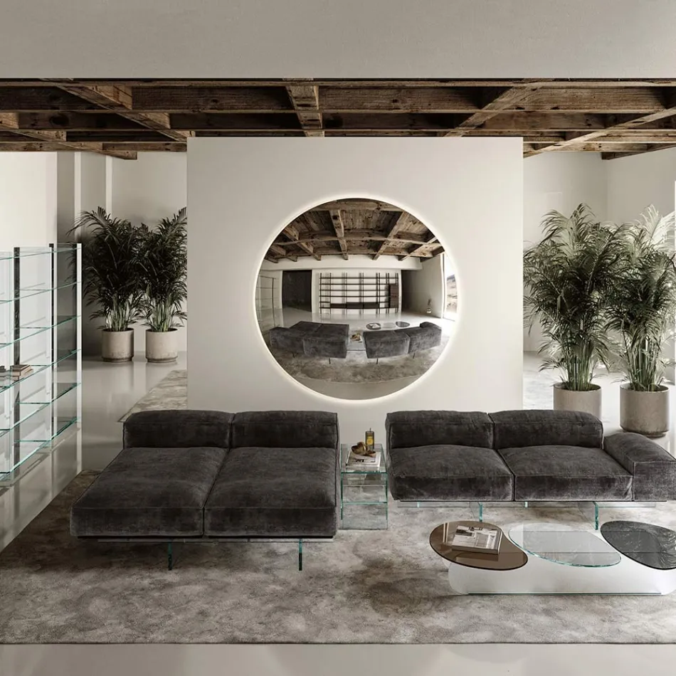 مرآة حائط من الزجاج المنحني المحدب بتشطيبات مختلفة - فاتح Viadurini