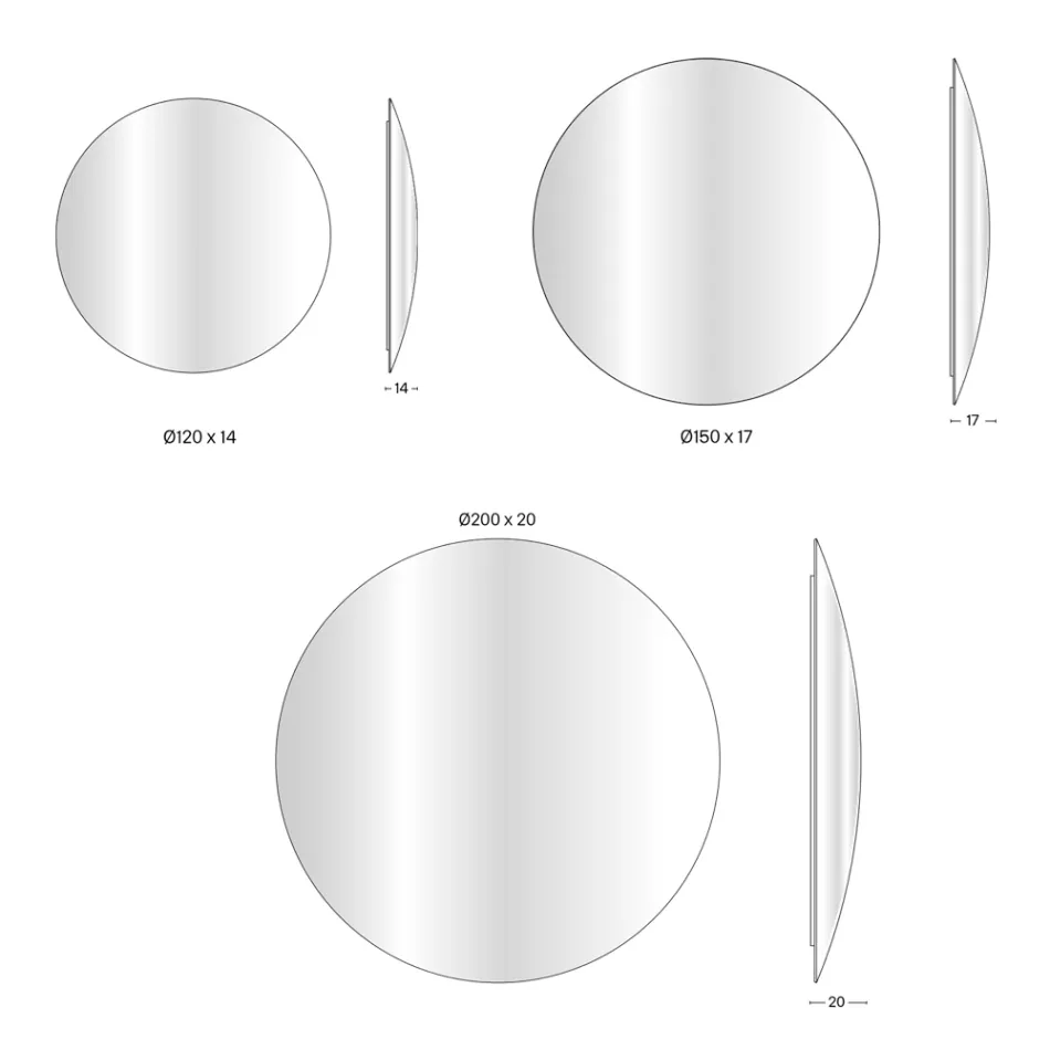 مرآة حائط من الزجاج المنحني المحدب بتشطيبات مختلفة - فاتح Viadurini