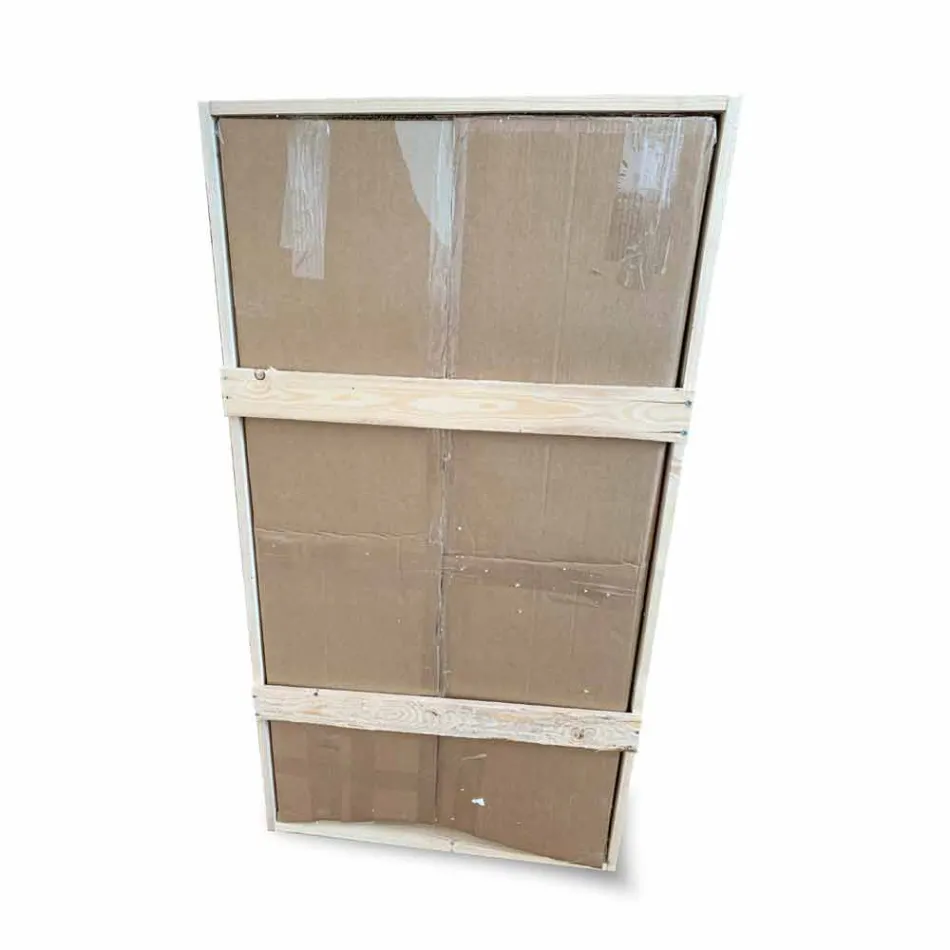 مرآة حائط مربعة مع إضاءة LED من زجاج الساتان، صنع في إيطاليا - ميررو Viadurini