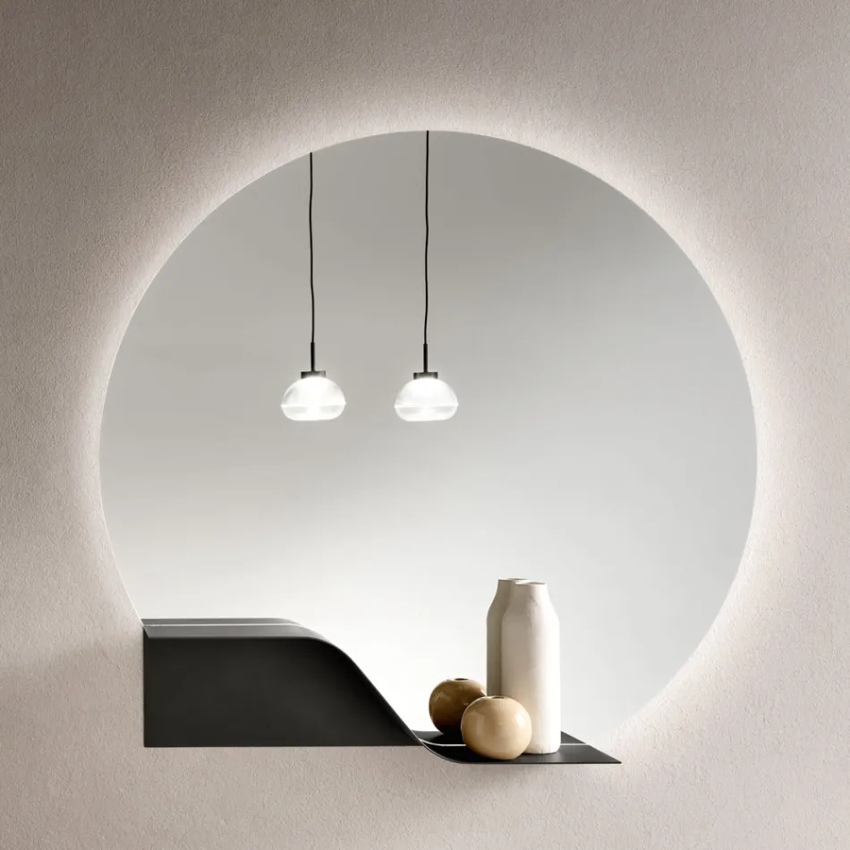 مرآة حائط بإضاءة خلفية LED وإطار من مادة ABS، صنع في إيطاليا - دافيرا Viadurini