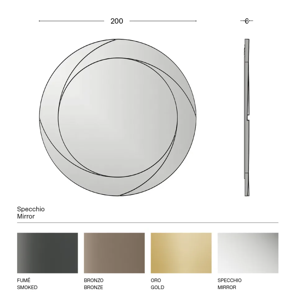 مرآة حائط دائرية بهيكل خشبي، صنع في إيطاليا - نافونا Viadurini