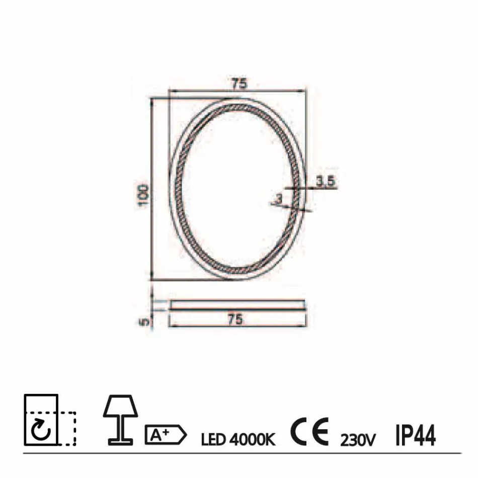 مرآة بتصميم عصري مع إضاءة LED من Pura Viadurini