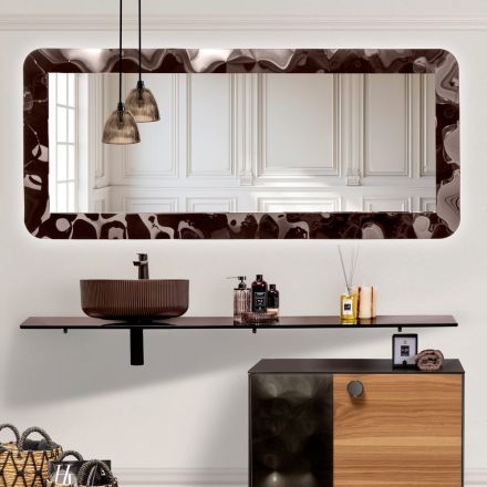 مرآة زجاجية منحنية بتأثير سائل وإضاءة خلفية - إكسلسيور Viadurini