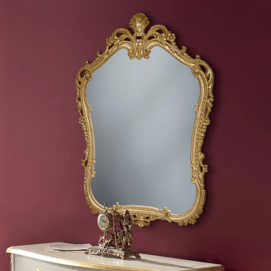 مرآة خشبية بإطار مثقوب على شكل حرف U، صنع في إيطاليا - أمازون Viadurini