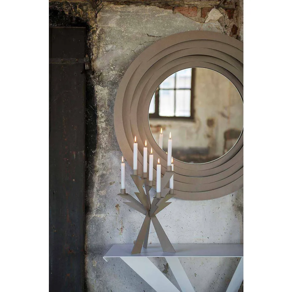 مرآة حائط دائرية حديثة من الحديد الملون، صنع في إيطاليا - أوريجانو Viadurini