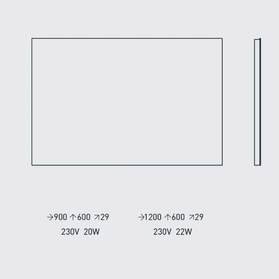 مرآة حائط بإضاءة خلفية وإطار فولاذي، صنع في إيطاليا - تندرا Viadurini