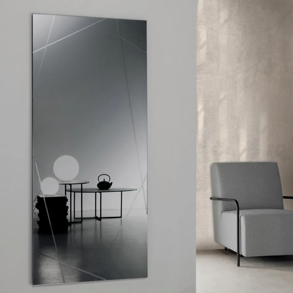 مرآة مستطيلة بنقوش ليزرية، صنع في إيطاليا - ألبرتا Viadurini