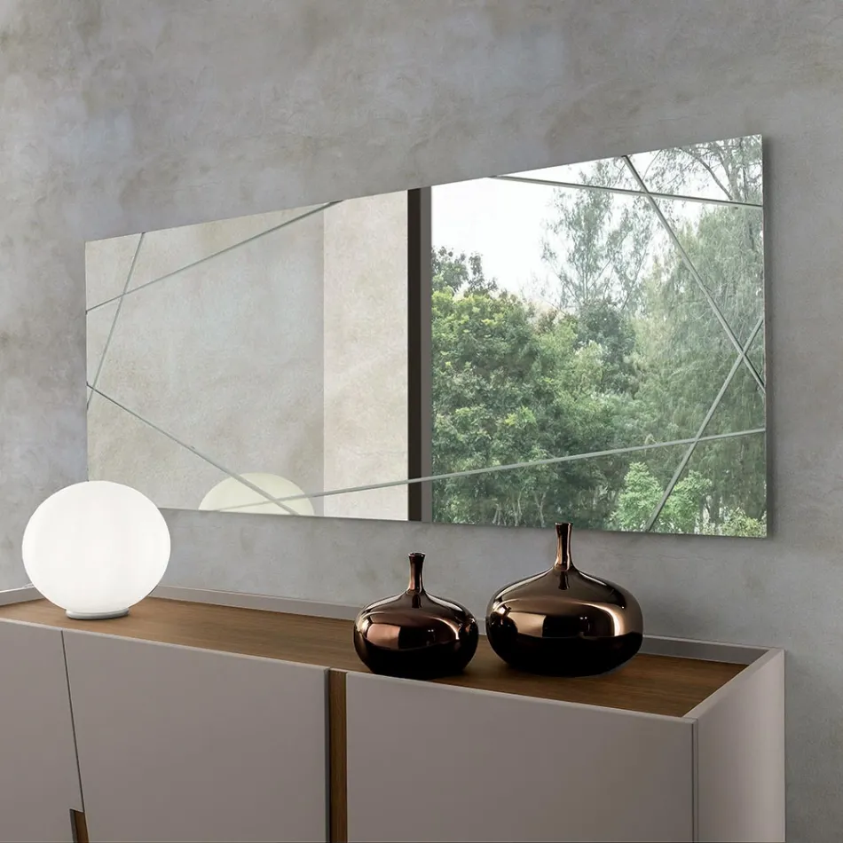 مرآة مستطيلة بنقوش ليزرية، صنع في إيطاليا - ألبرتا Viadurini