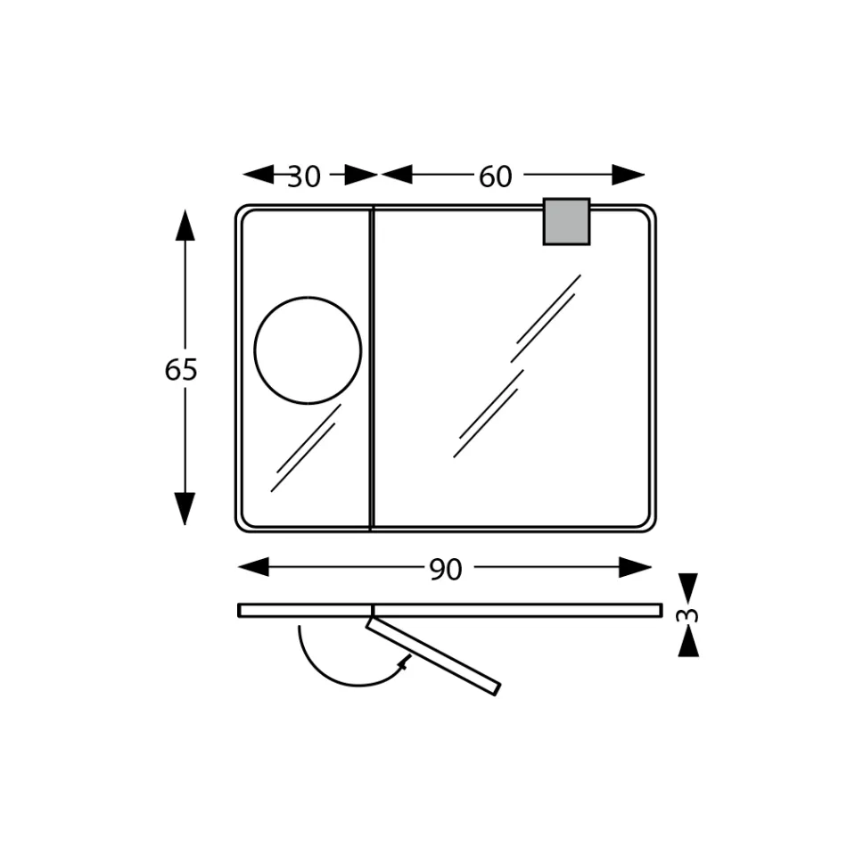 مرآة خشبية مستطيلة ومرآة مكبرة مصنوعة في إيطاليا - كوري Viadurini