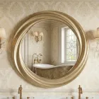 مرآة دائرية بإطار خشبي ذهبي فاخر، صنع في إيطاليا - أديلين Viadurini