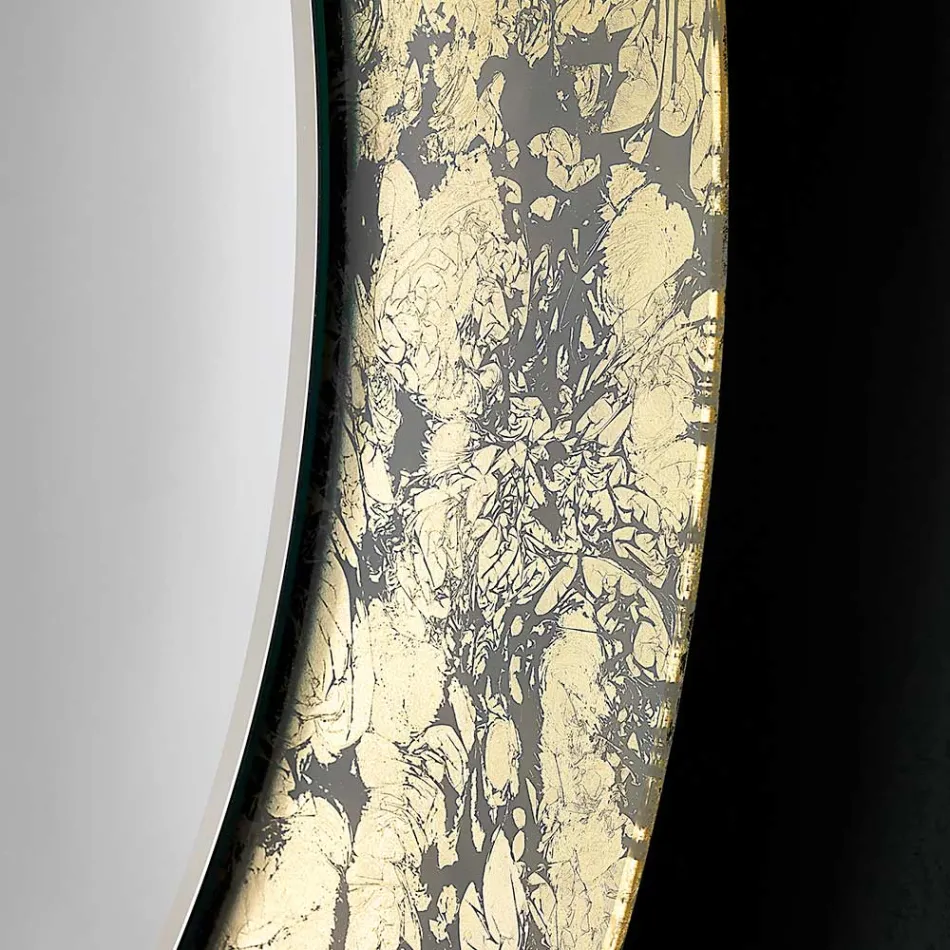 مرآة دائرية بإطار زجاجي مزخرف بأوراق الشجر، صنع في إيطاليا - أليسو Viadurini