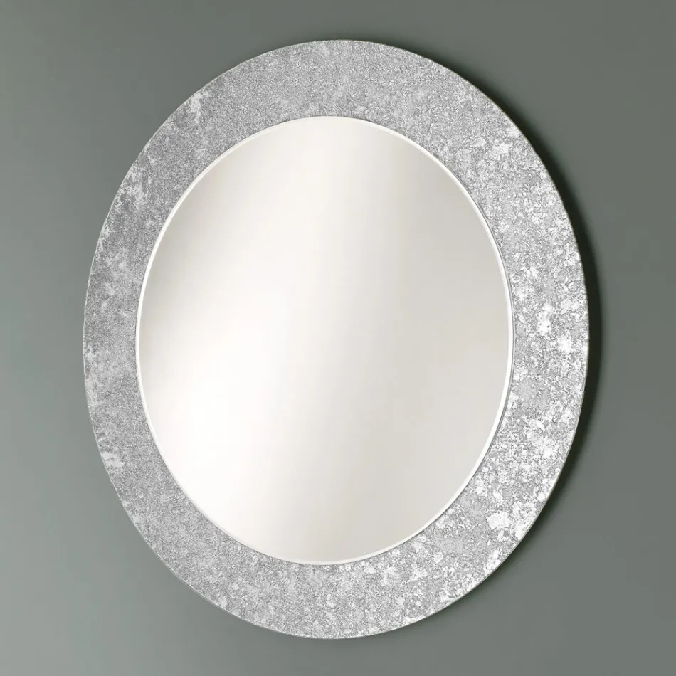 مرآة دائرية بإطار زجاجي مزخرف بأوراق الشجر، صنع في إيطاليا - أليسو Viadurini