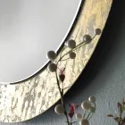 مرآة دائرية بإطار زجاجي مزخرف بأوراق الشجر، صنع في إيطاليا - أليسو Viadurini