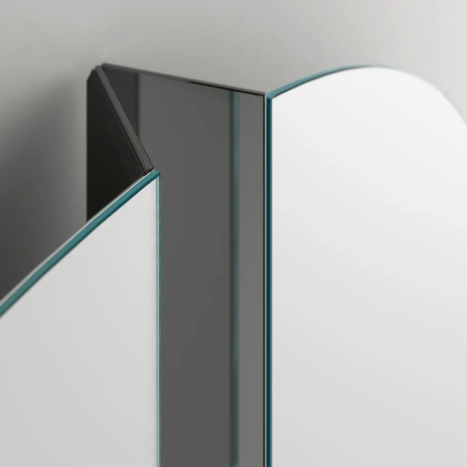 مرآة حائط دائرية بفتحة مركزية على شكل حرف V تفصل الألواح - سبيريت Viadurini