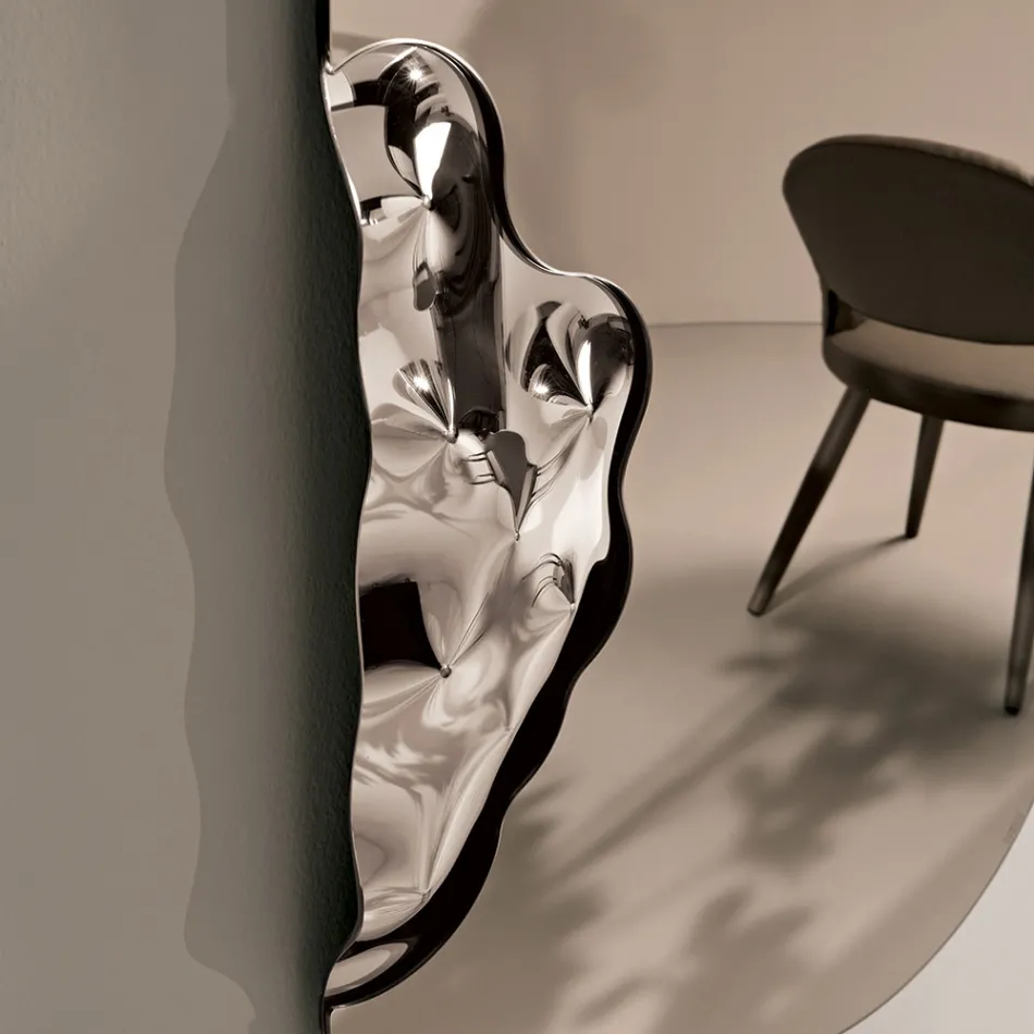 مرآة مستطيلة الشكل مع حشوة زجاجية مموجة، صنع في إيطاليا - أديلاسيا Viadurini