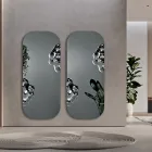 مرآة مستطيلة الشكل مع حشوة زجاجية مموجة، صنع في إيطاليا - أديلاسيا Viadurini