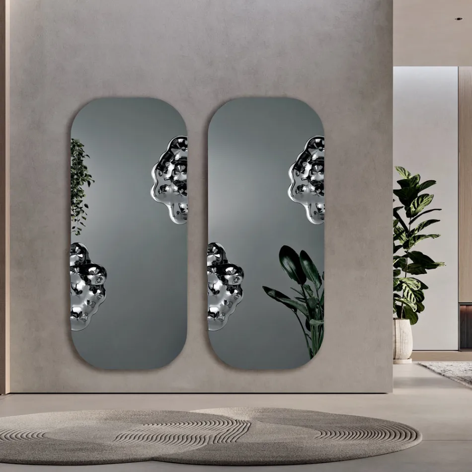 مرآة مستطيلة الشكل مع حشوة زجاجية مموجة، صنع في إيطاليا - أديلاسيا Viadurini