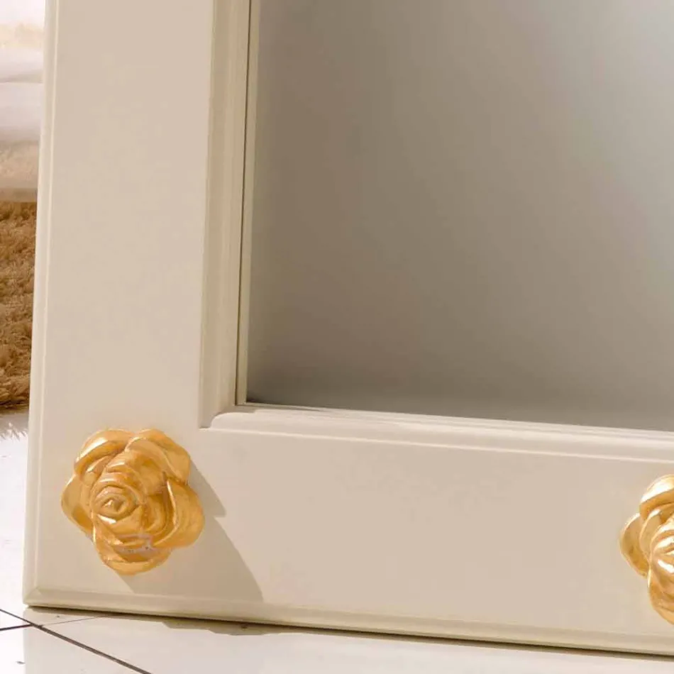 مرآة أرضية/حائطية عمودية بزخارف آبل، مصنوعة يدويًا Viadurini