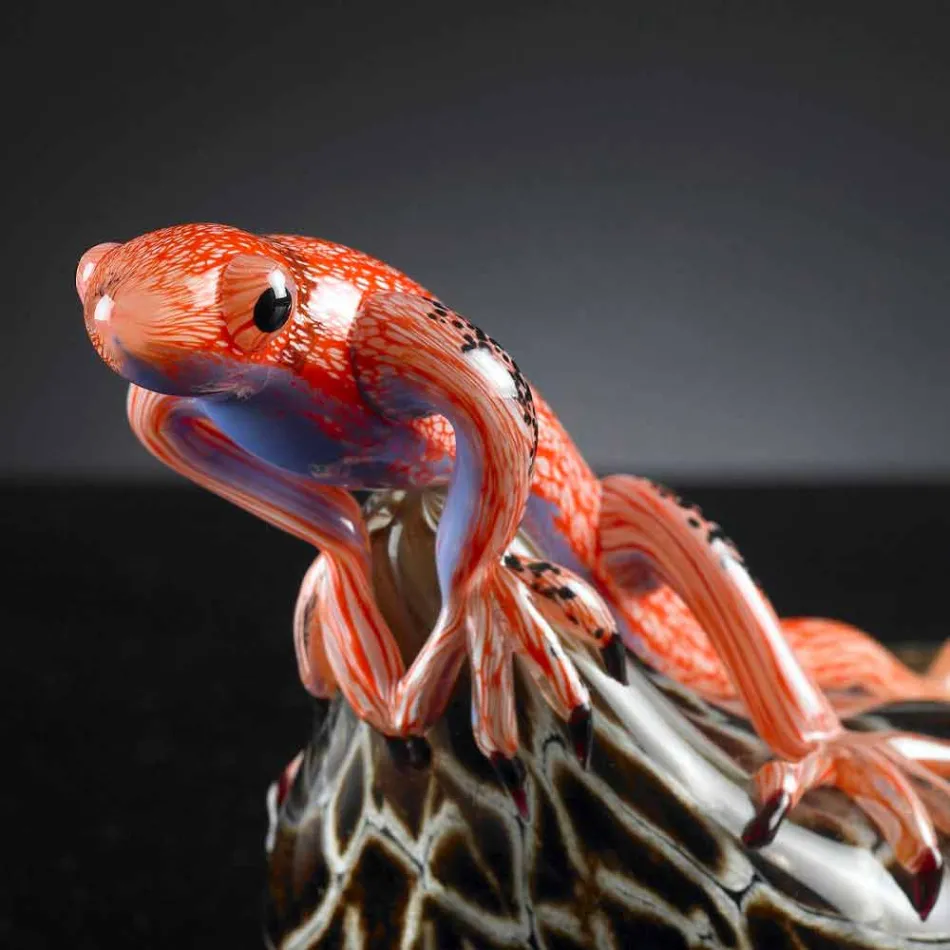 تمثال على شكل سحلية على حجر من الزجاج الملون صنع في إيطاليا - سيرتولا Viadurini