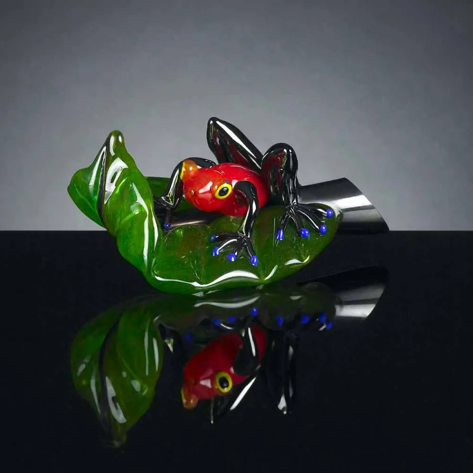 تمثال زخرفي على شكل ضفدع على ورقة زجاجية صنع في إيطاليا - ورقة Viadurini