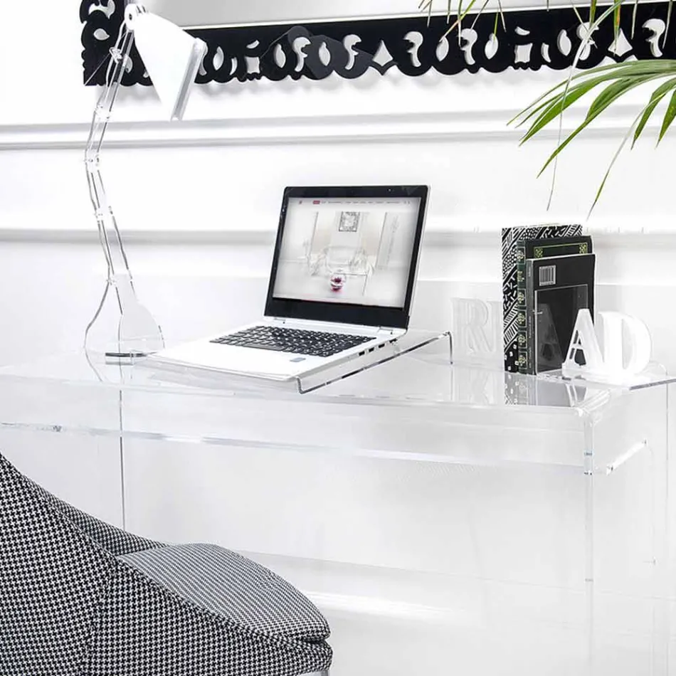 حامل كمبيوتر محمول بتصميم من زجاج شبكي شفاف أو مدخن - قطعتان - نردينو Viadurini