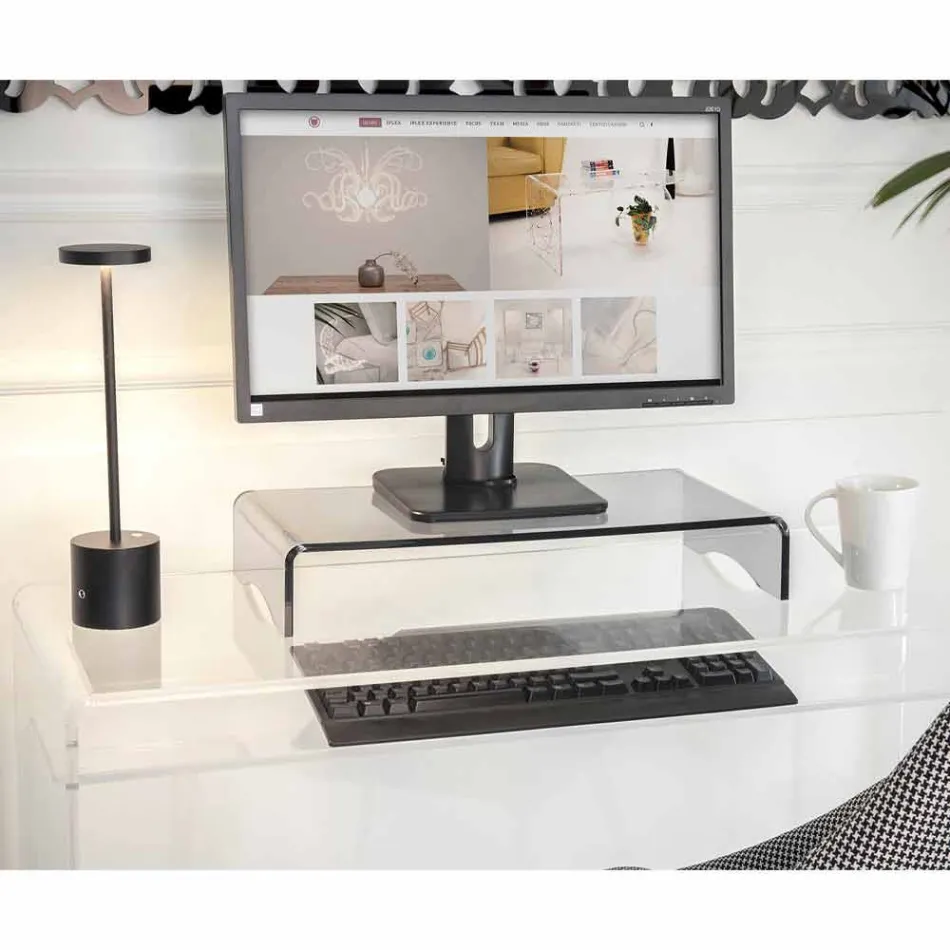 حامل شاشة من زجاج شبكي شفاف أو مدخن بتصميم إيطالي - نرد Viadurini