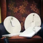 لوح تقطيع بيضاوي حديث من رخام كارارا الأبيض، صنع في إيطاليا - ماشا Viadurini