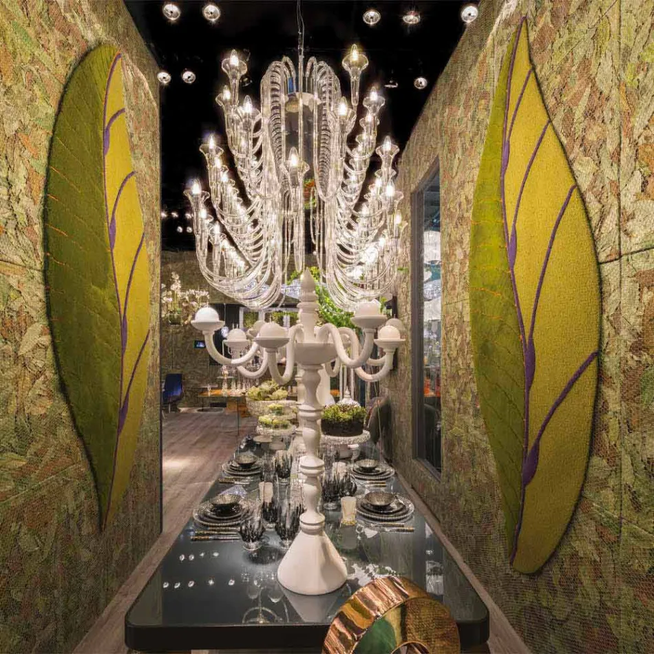 سجادة غرفة معيشة على شكل ورقة شجر من الصوف المنسوج يدويًا، مصنوعة في إيطاليا - أسينو Viadurini