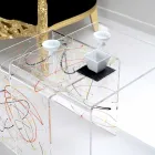 طاولات تصميم من زجاج شبكي ملون، منتج في إيطاليا، سبينوسو Viadurini