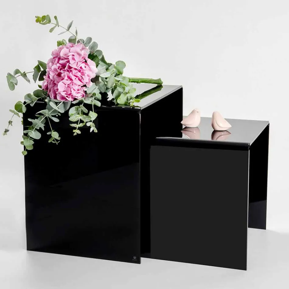 طاولات تصميم من زجاج شبكي ملون، منتج في إيطاليا، سبينوسو Viadurini